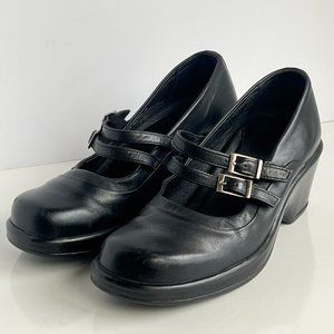DANSKO Babette Black Leather Mary Jane Double Strap Shoes